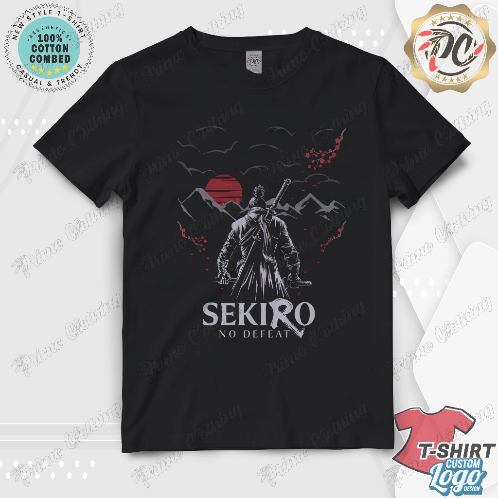 KAOS DEWASA BAJU ATASAN PRIA & WANITA T-SHIRT CUSTOM LOGO DESIGN SEKIRO NO DEFEAT