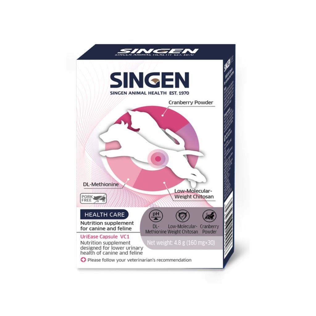 Singen UriEase Kapsul Urinary untuk Hewan Peliharaan - DL-Metionin, Kitosan Rendah Molekuler, Bubuk 