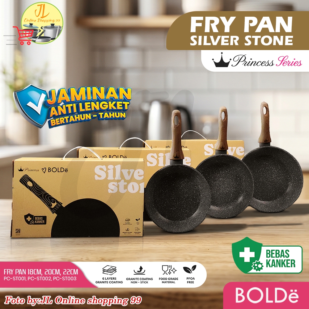 BOLDë panci fry pan granite anti lengket 18/20/22/24cm Silver Stone Princess Series induction bottom