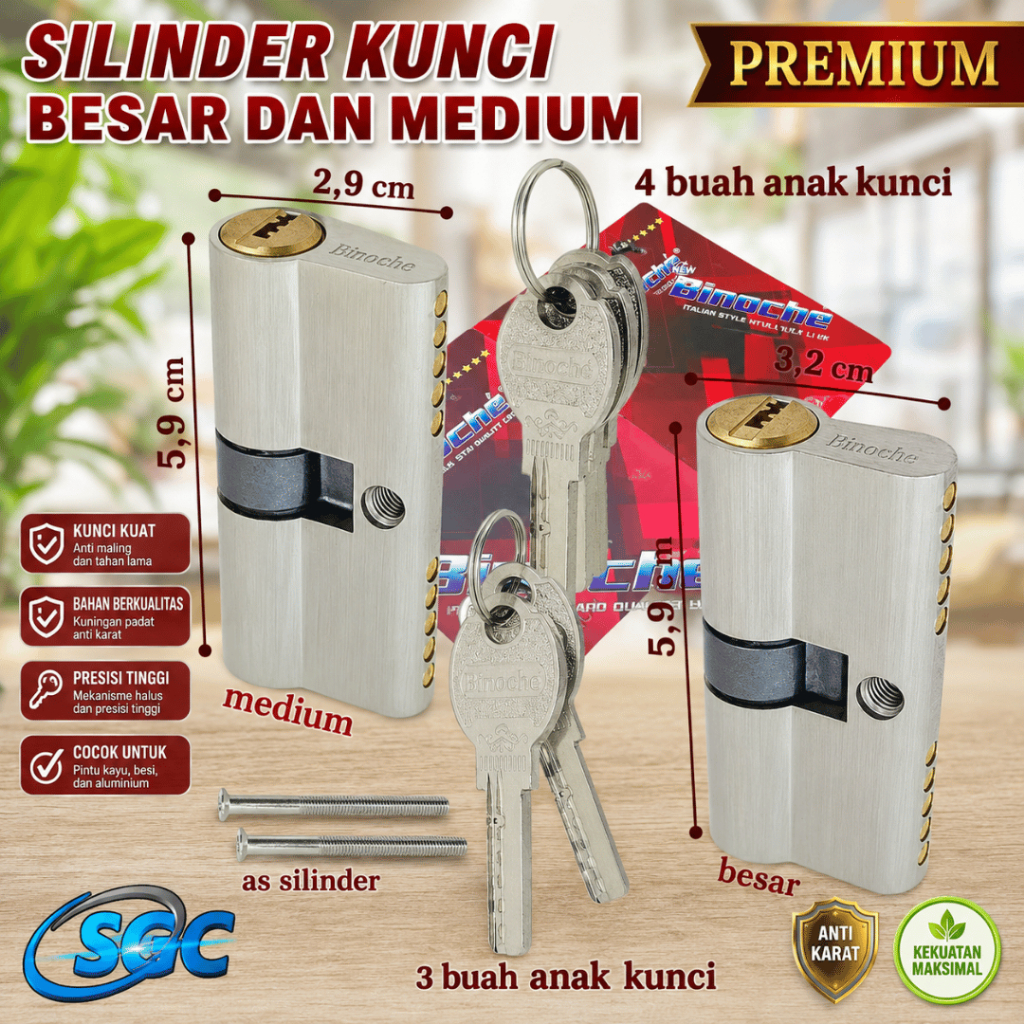 SILINDER KUNCI BINOCHE PREMIUM – BESAR & MEDIUM