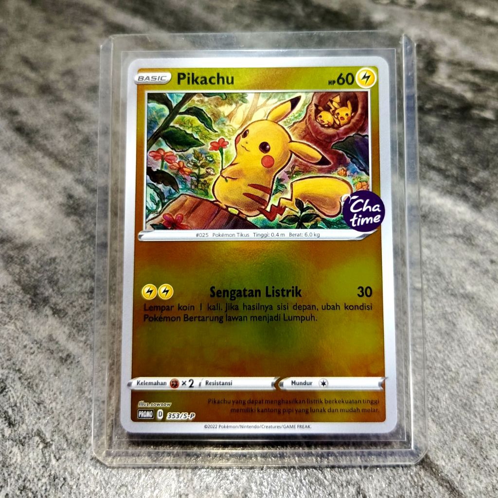 kartu pokemon pikachu chatime holo original asli emas yang memukau | kartu pokemon TCG asli original
