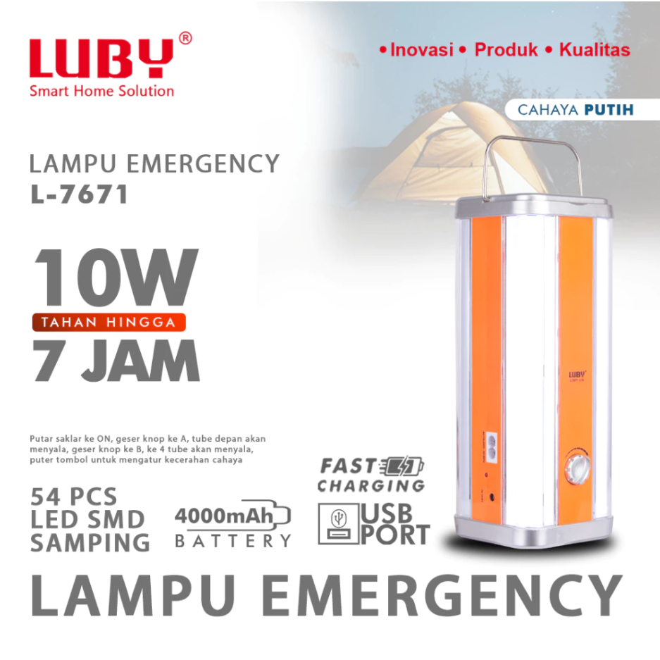 Luby Emergency Lamp L-7671 10W Led Rechargeable lampu Emergency L7671