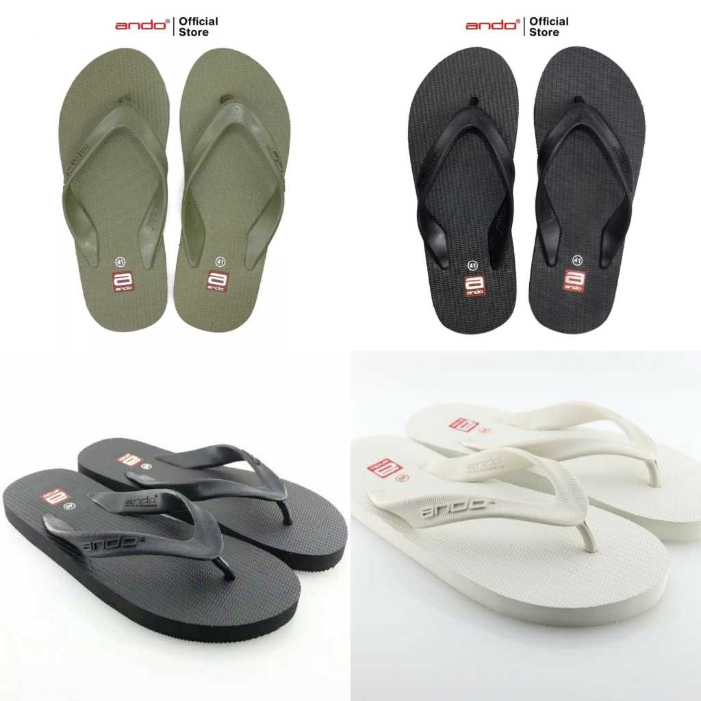 Ando Hawaii 10 Warna Hitam + Putih Limited Sandal Jepit Pria Sendal Ando Original