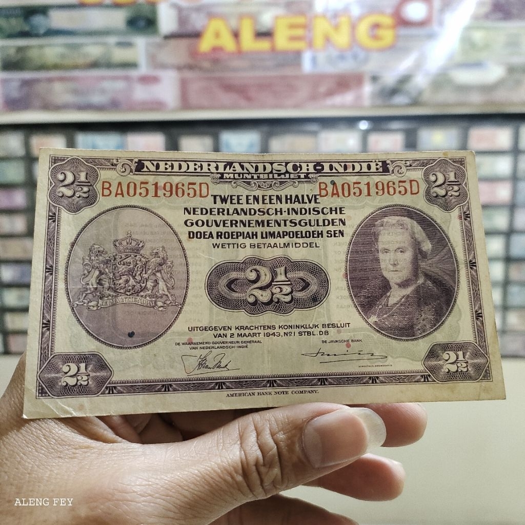 uang kuno Nica 2,5 Gulden 1943