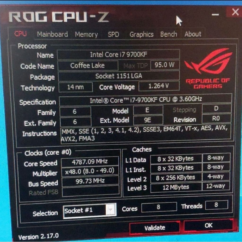 Core i7 9700KF Coffeelake Soket 1151 Gen 9 Not 9700