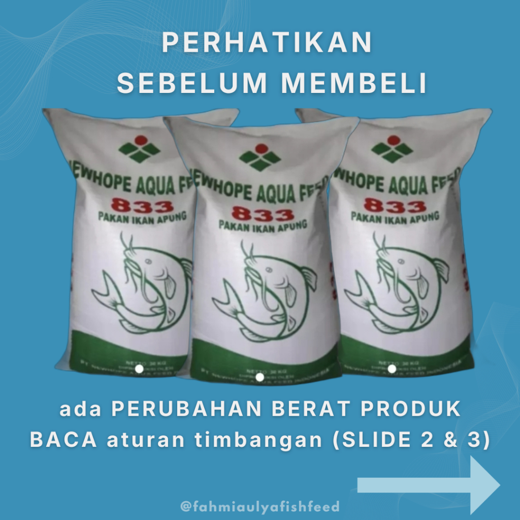 265 PAKAN IKAN LELE NEW HOPE 833-1, -2, -3 (PAKET 30KG)