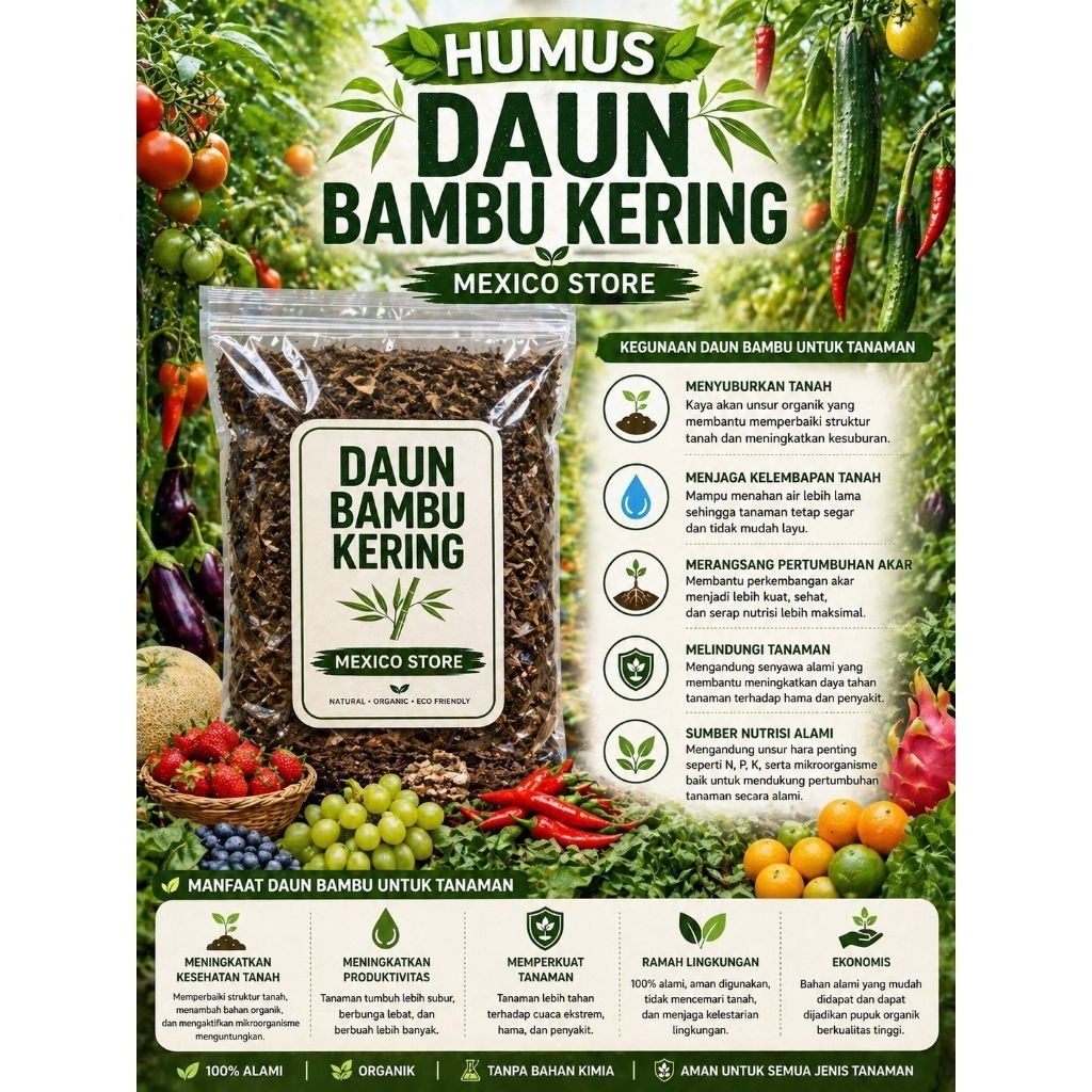Humus Bambu_Media Tanam siap pakai_menyuburkan tanaman dan meningkatkan drainase_kemasan plastik 5 k