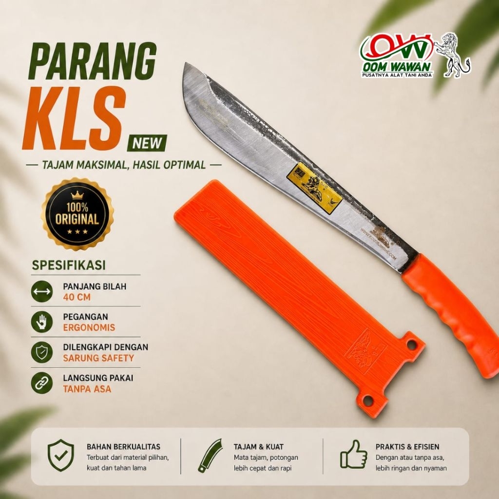 Parang Kls sudah dilengkapi Sarung safety Original Malaysia, panjang mata 45 cm