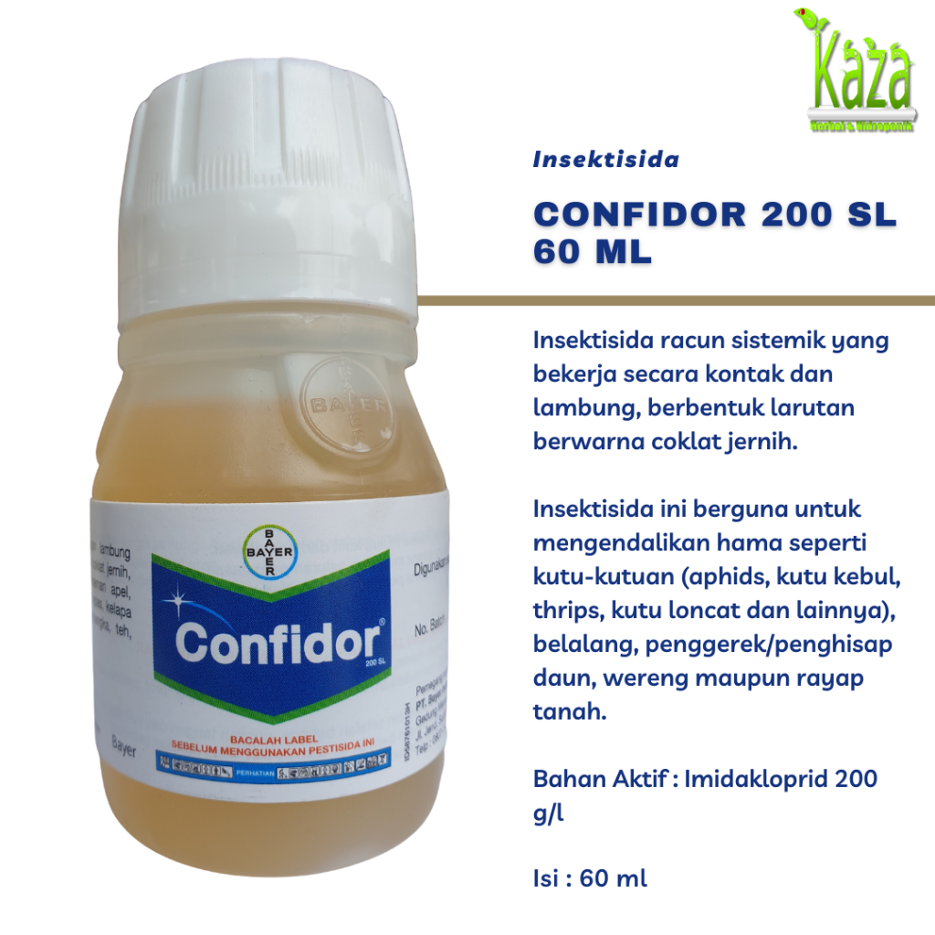Akarisida Insektisida Bayer Confidor 200SL 60 ml - Thrips Wereng Belalang Kutu Rayap Tanah Penggerek