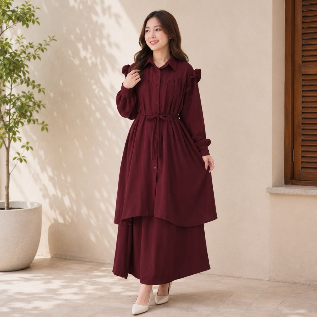 (Arnis) Calista Stelan Rayon Crinkle Rok Gamis