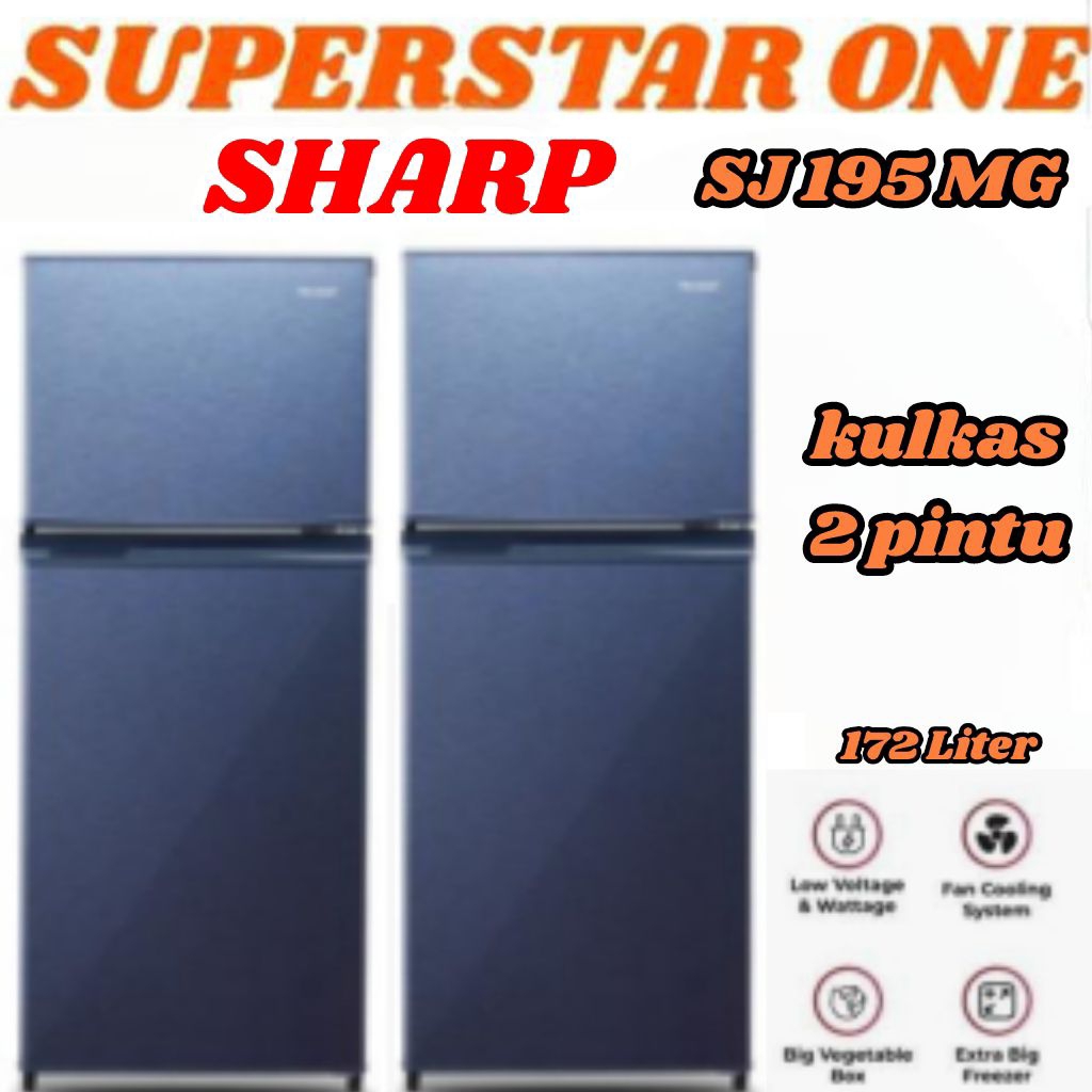 SJ 195 MD KULKAS 2 PINTU SHARP/SHARP KULKAS 2 PINTU