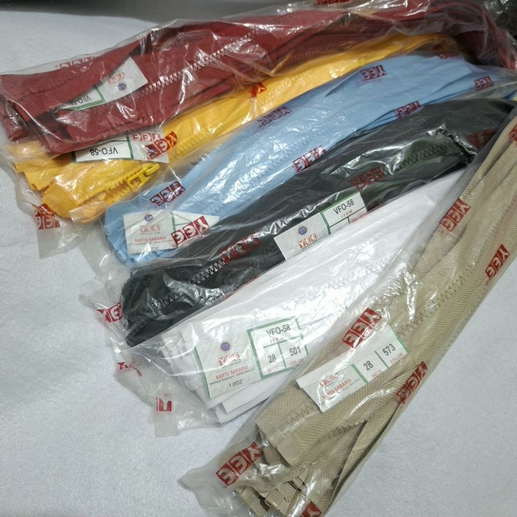 12pcs Resleting Jaket Vislon Yee 70cm / Zipper Jaket 28in Yee Gigi kasar / Sleting jaket Yee