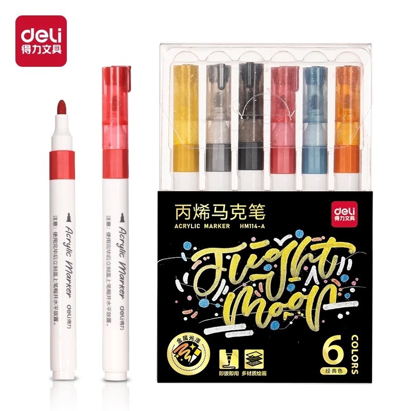 DELI - SPIDOL WARNA SERBAGUNA / PAINT MARKER / SPIDOL AKRILIK /ACRYLIC MARKER GLITTER  HM114