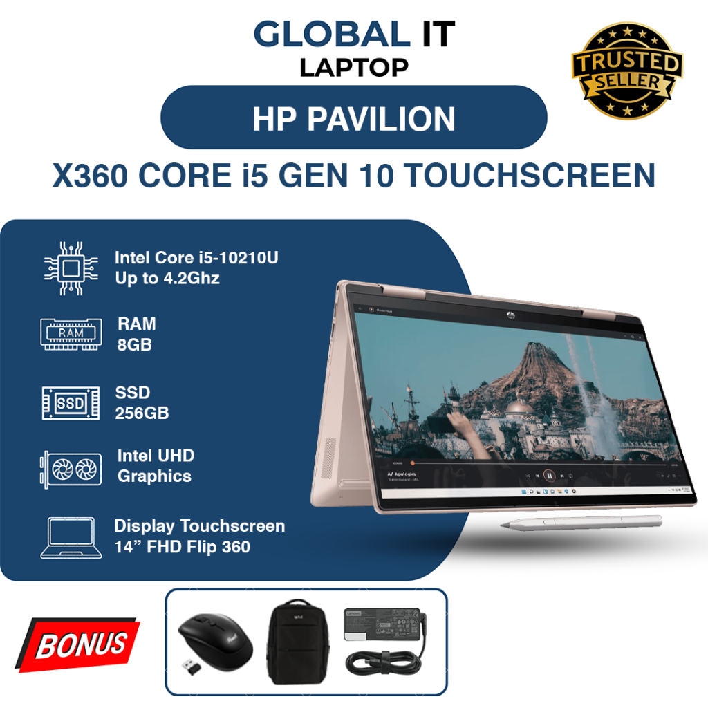 HP PAVILION X360 CORE i5 GEN 10 RAM 8GB SSD 256GB TOUCHSCREEN
