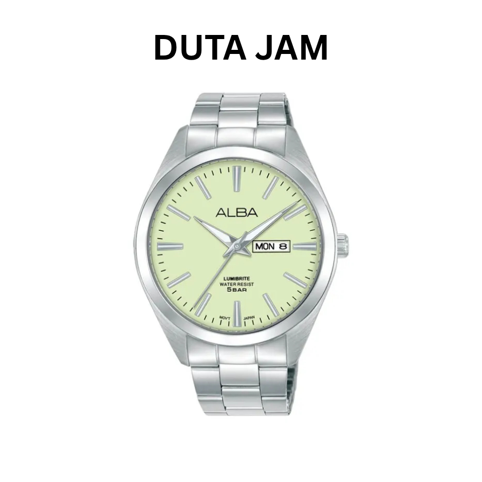 JAM TANGAN PRIA ALBA AJ6211 AJ6211X1 ANALOG LUMBRITE DIAL SILVER STAINLESS STRAP ORIGINAL
