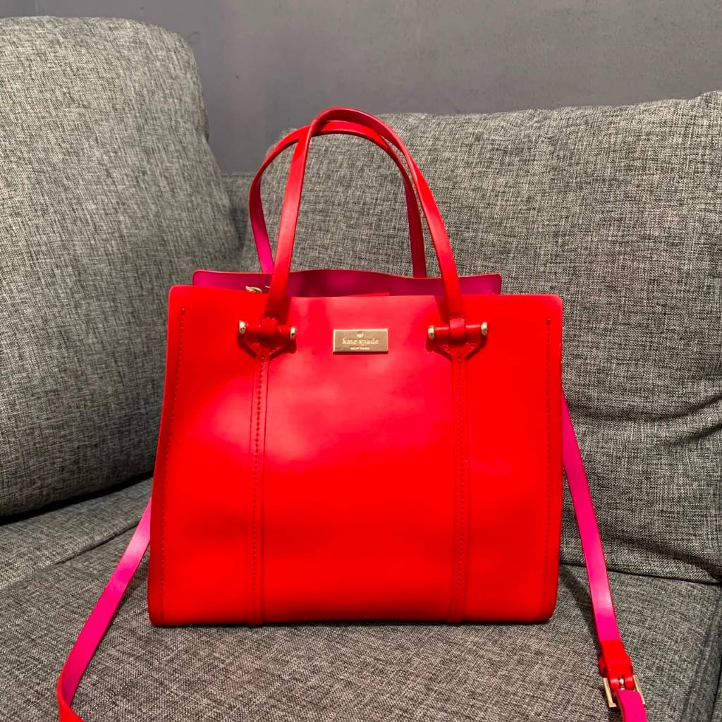 Preloved Tas Kate Spade Arbour Hill Elodie Satchel Red Multi Authentic Original