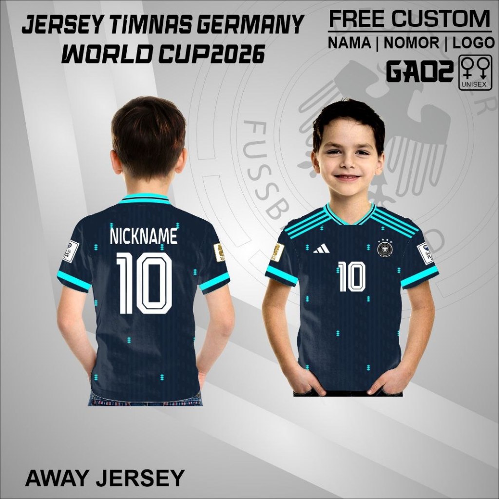 Jersey kaos anak timnas jerman 2026 home away free custom