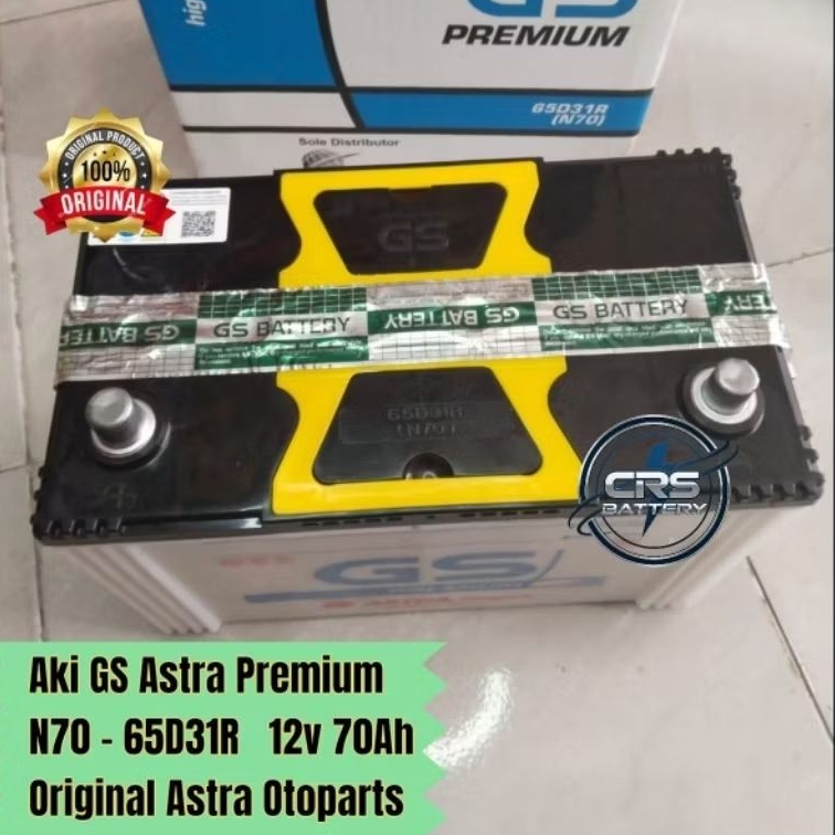 Aki Mobil GS Astra Premium N70 65D31R 12v 70Ah Original Astra Otoparts