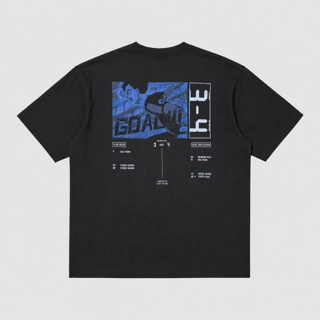 Tshirt Uniqlo Blue Lock (Yoichi Isagi) | UT Blue Lock Kaos Lengan Pendek Cotton Combed - Hitam