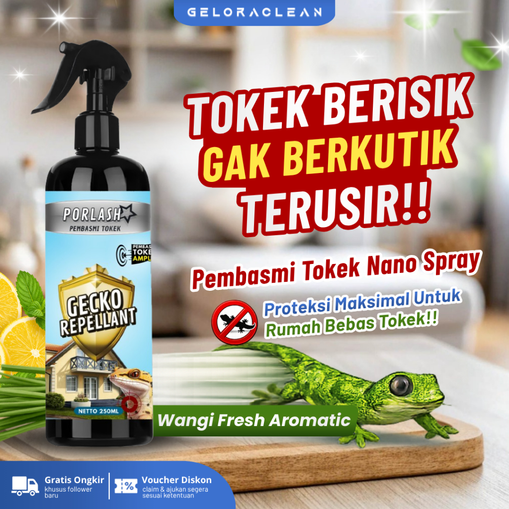 Gelora Clean GECKO REPELLANT Cairan Pembasmi Tokek Ampuh Spray Aromatic Anti Tokek Berisik Spray Pen