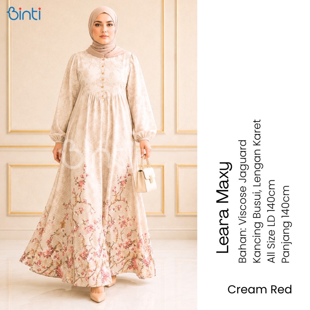 binti gamis jumbo wanita kekinian ld 140 leara maxy motif bunga mat viscose
