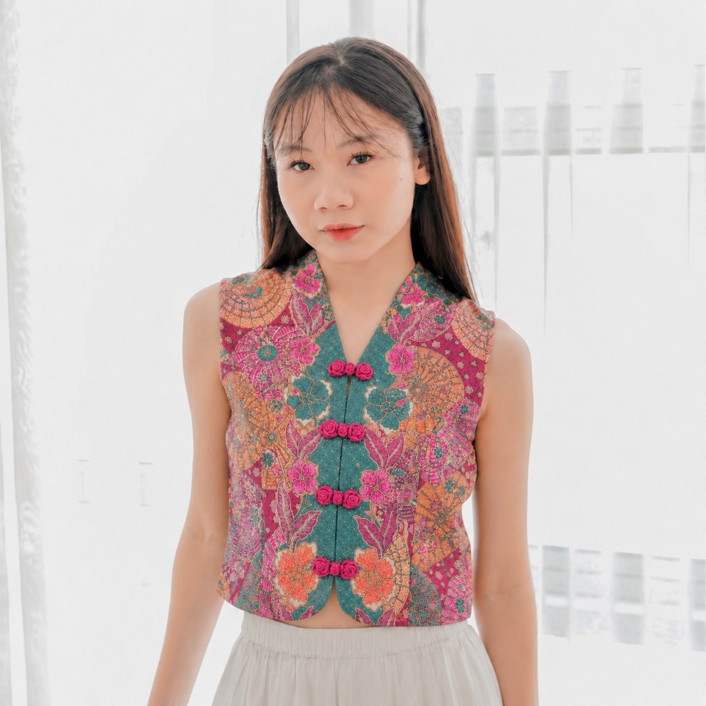 AM BATIK - DUMPLING TOP | Atasan Batik Modern, Cheongsam Crop, Batik Cheongsam, Atasan Batik Imlek, 