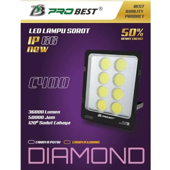 Lampu Sorot Probest Diamond IP66 100W/200W/400W LED
