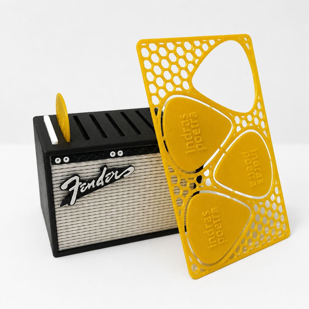 Tempat Pick Giitar bonus pick custom nama | Fender Amplifier Style | Guitar Pick Organizer Storage