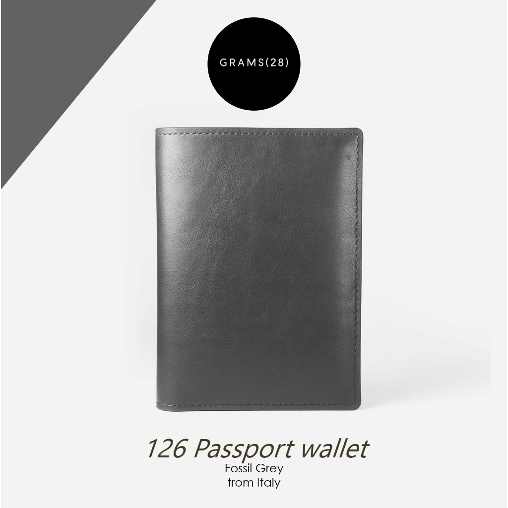 GRAMS28 126 Passport Wallet Fossil Grey Original - Dompet Paspor Tipis Pria Wanita Minimalis Premium