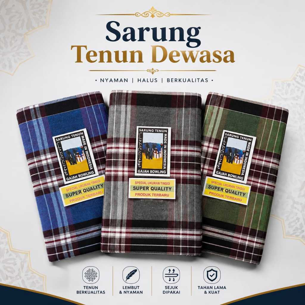 Sarung Tenun Pria Dewasa Motif Kotak Kotak Random Motif