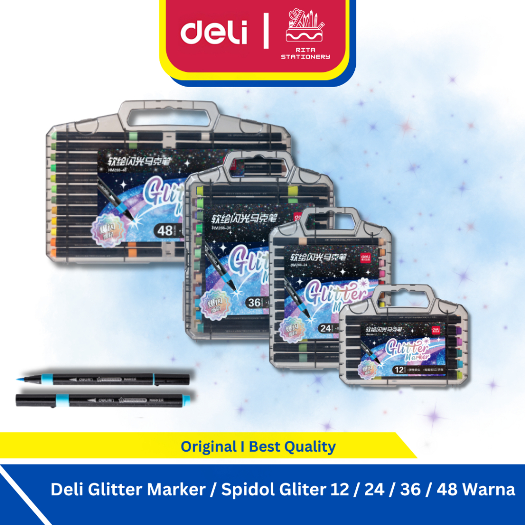 Deli Glitter Marker / Spidol Gliter Mengkilap Shimmer  Set - HM288