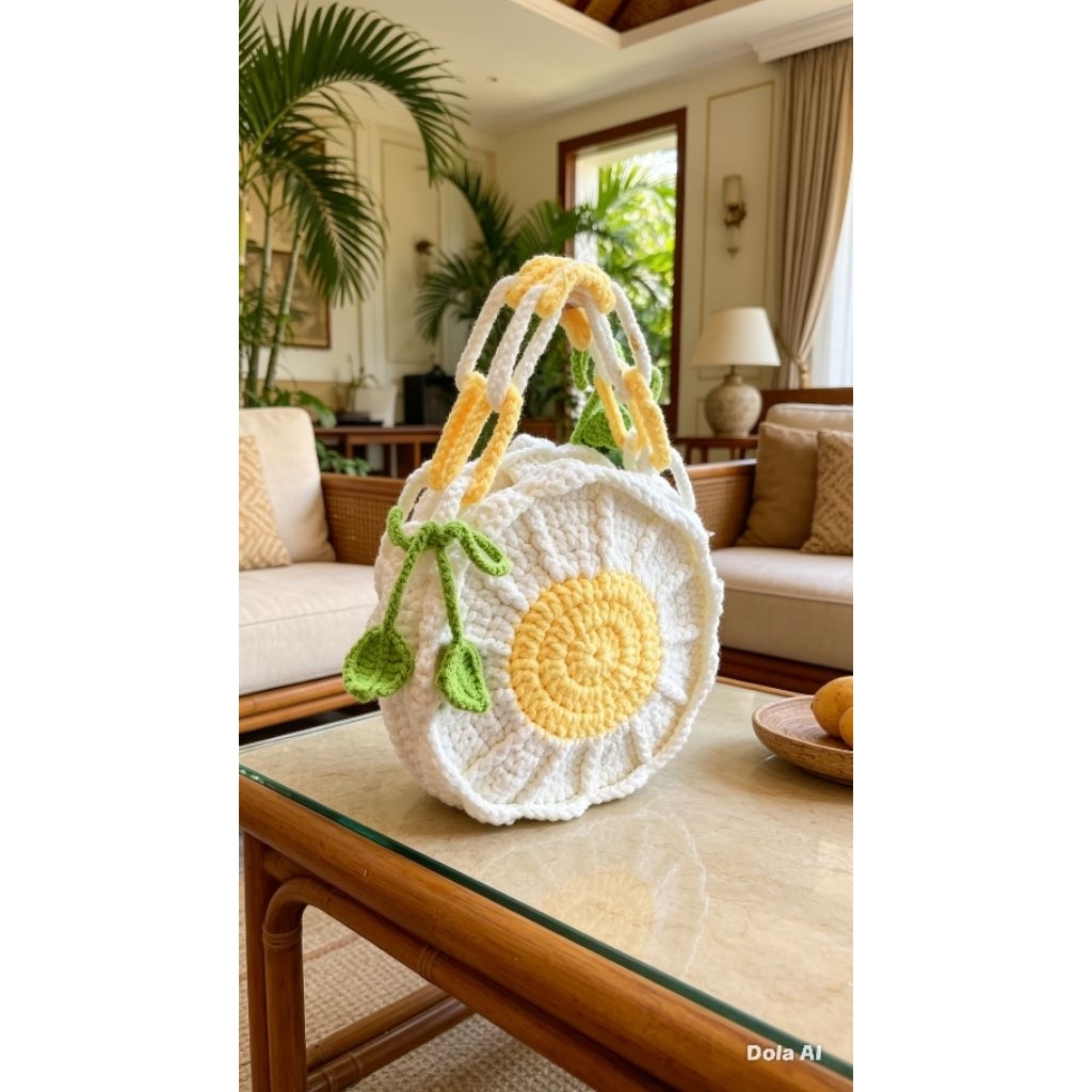 Tas rajut bunga Daisy BIG tas rajut lucu tas rajut model baru