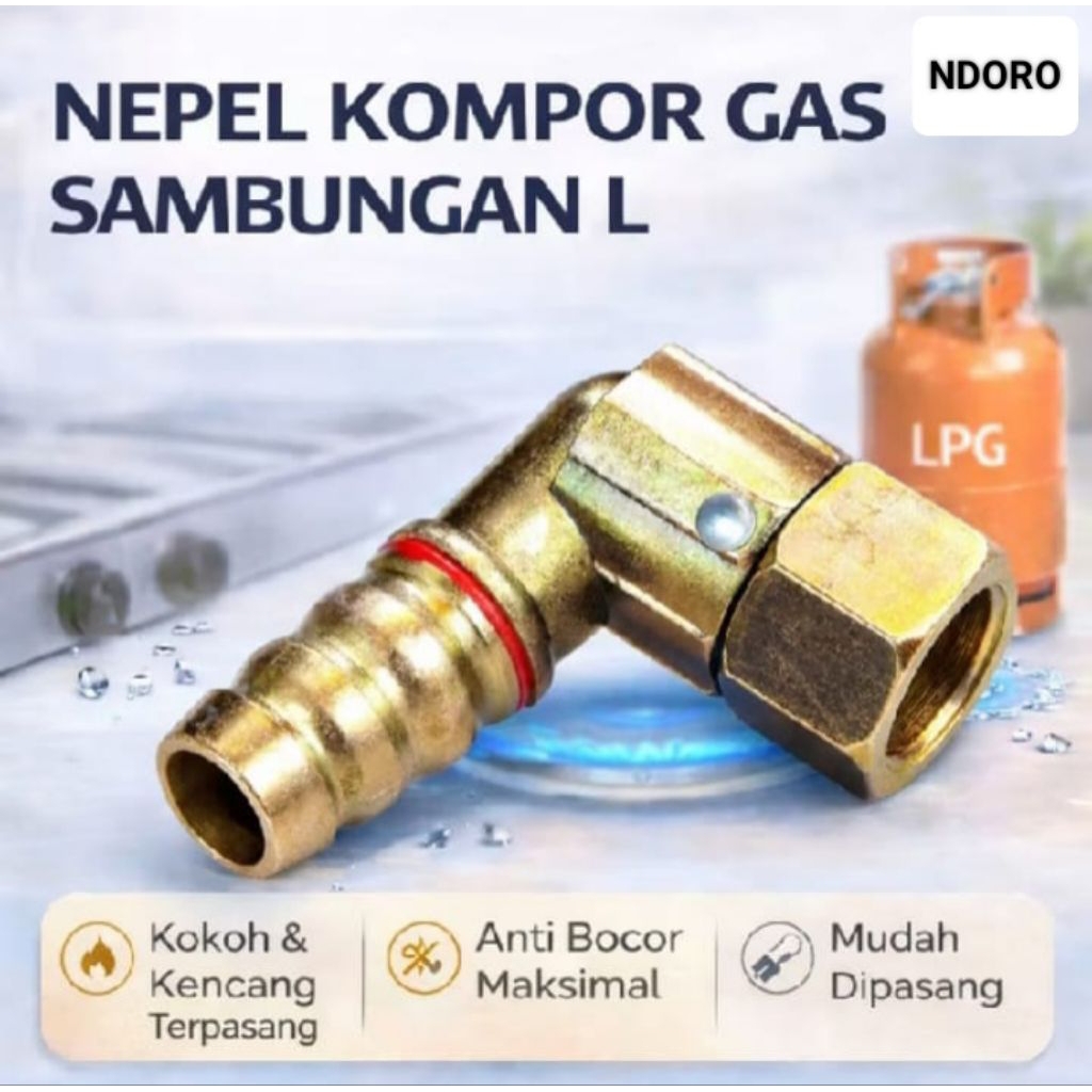 Nepel Kompor Gas Sambungan Selang Kompor Gas Tanam Model L