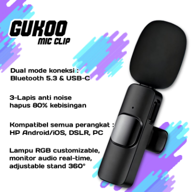 GUKOO 2-in-1 Mic Clip Type-C & Lightning