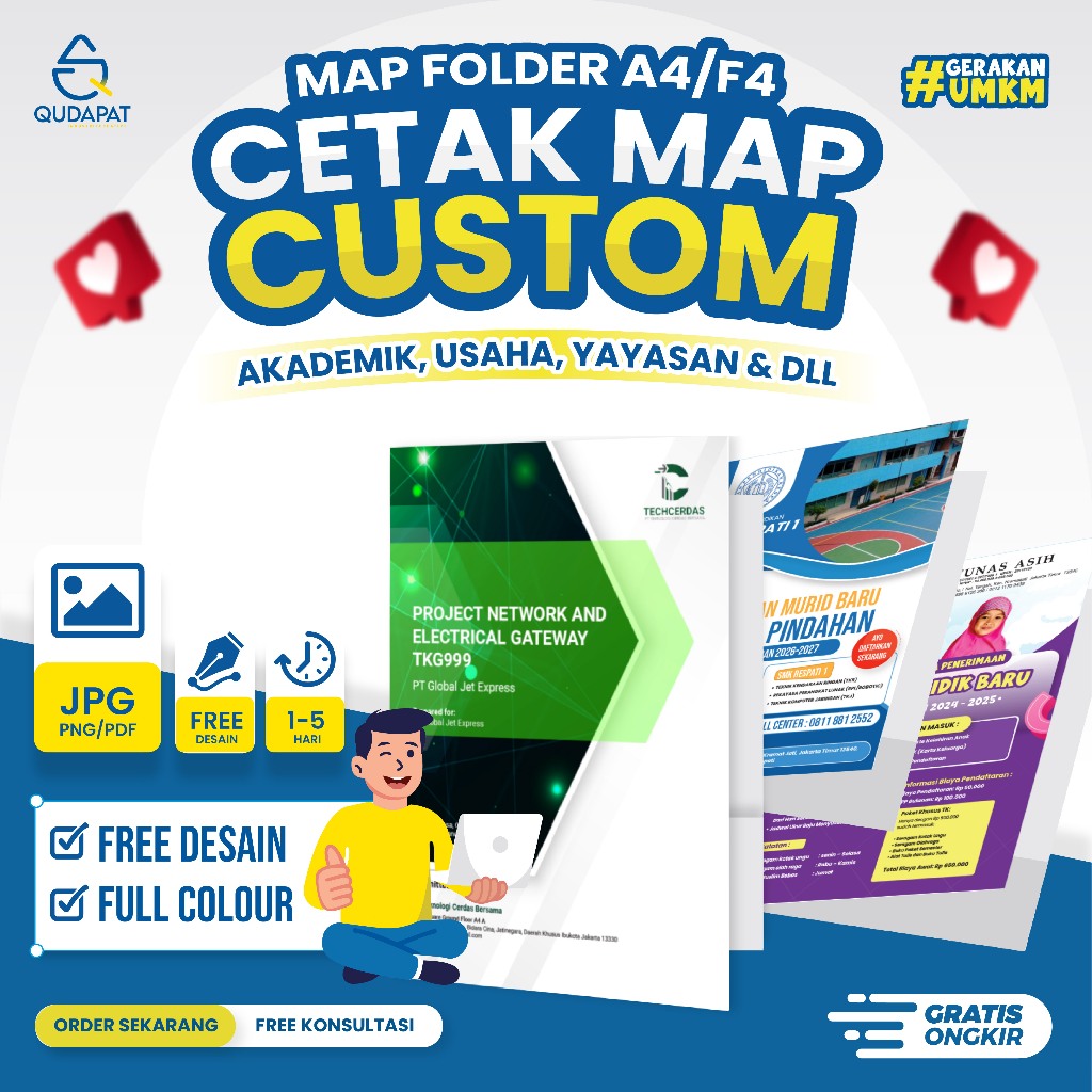 Cetak Map Folder Custom A4 Full Color | Desain Custom | Perusahaan | Yayayasan