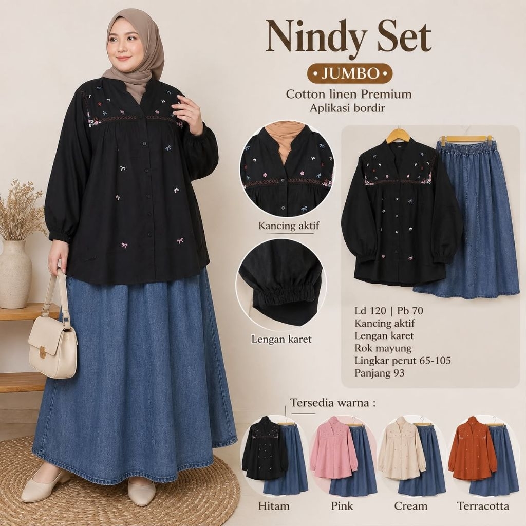 NEW READY STOK !!! Setelan Baju Jumbo Nindy Set . Setalan Baju Jumbo Dewasa