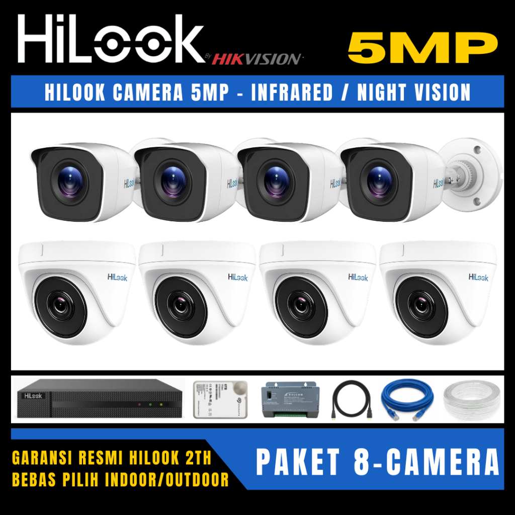 Paket CCTV Hilook 5MP 8 Channel 8 Kamera Camera CCTV