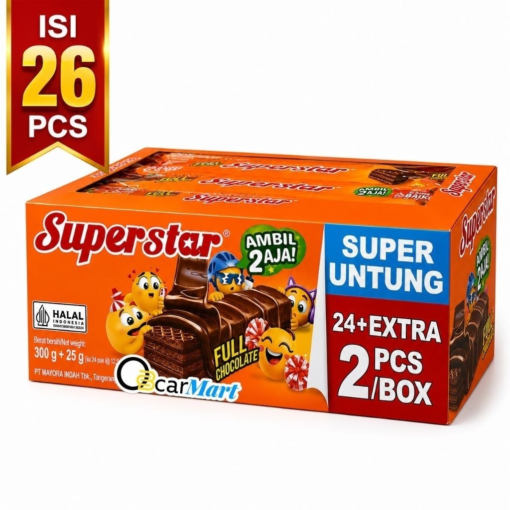 Wafer SUPERSTAR 1 Dus isi 26 Wafer Coklat Mayora