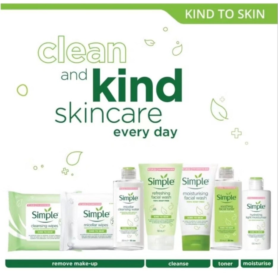 Simple - Mousturising facial wash | Hydrating light mousturiser | Micelar gel wash | Micellar water 
