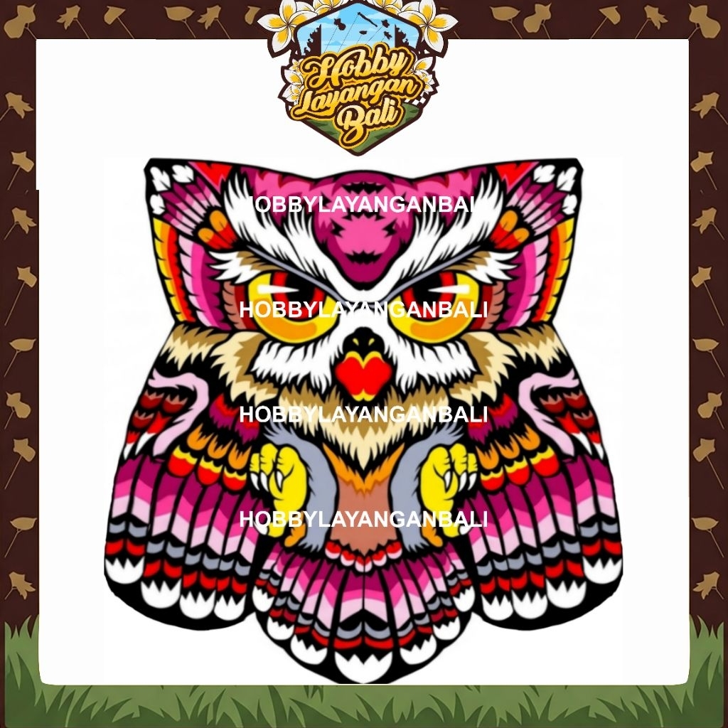 Kain Layangan Print Celepuk Cutting ukuran 80cm - 2m