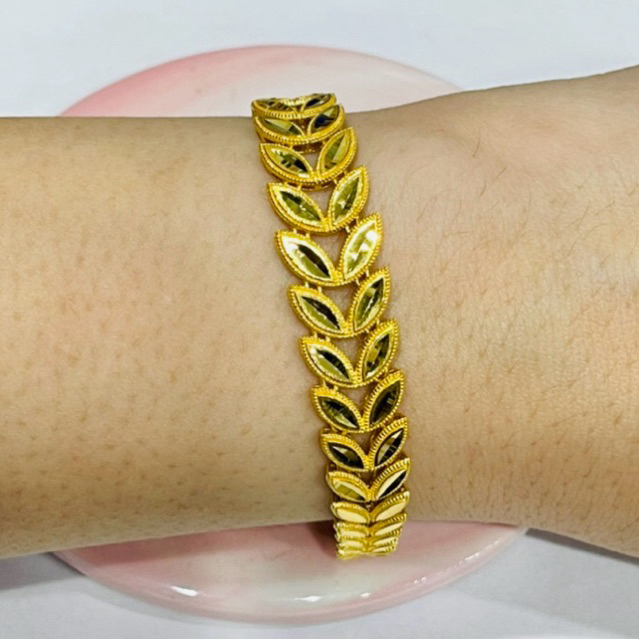 gelang daun rantai lentur simple elegant emas asli kadar 875