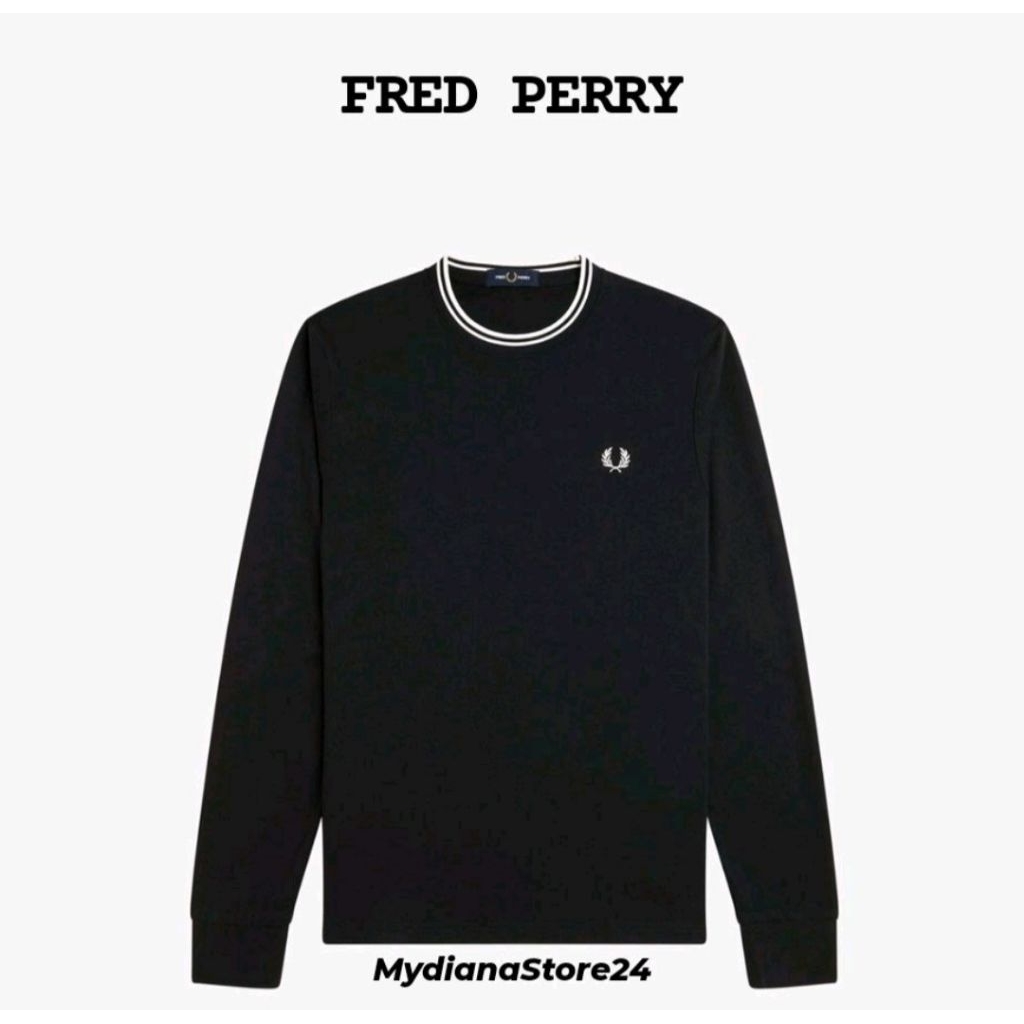 FRED PERRY - FRED PERRY LS TWIN TIPPED T-SHIRT - NAVY