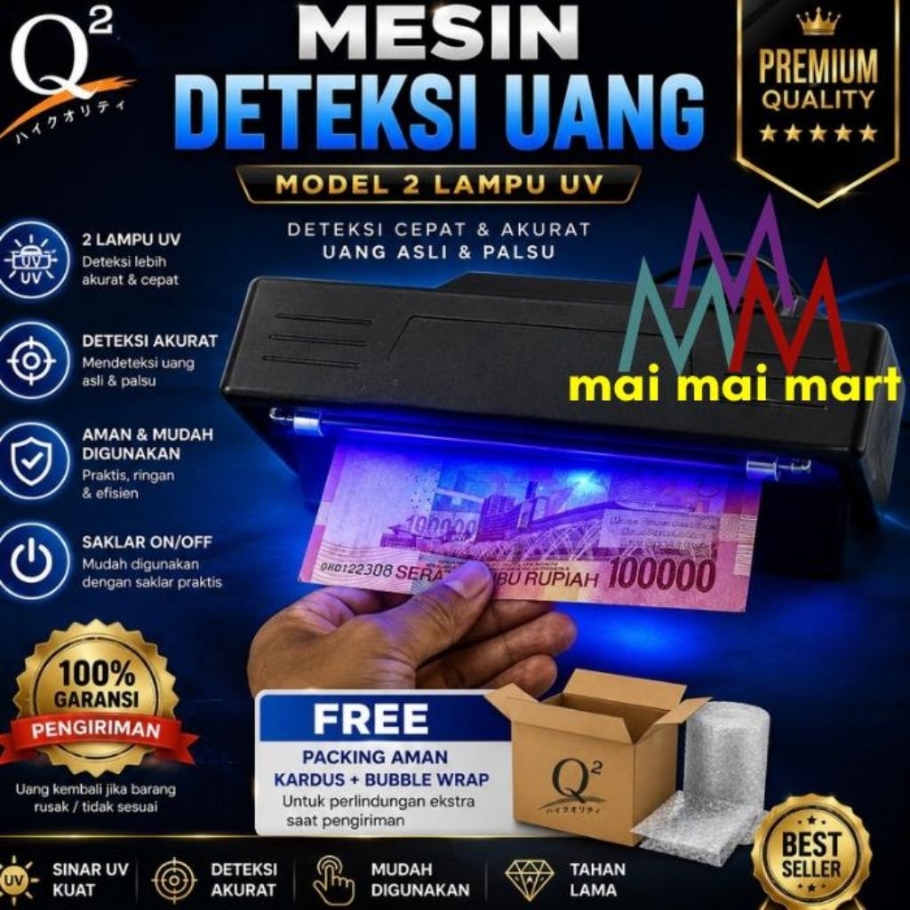 Mesin Cek Uang Palsu Money Detector Lampu Ultraviolet CEK UANG PASPOR BPKB STNK Q2 3110