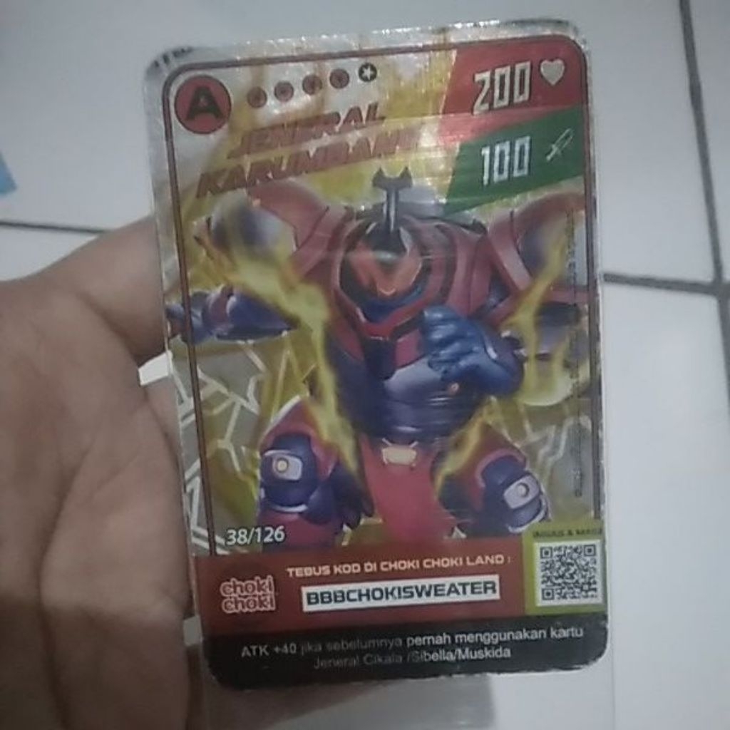 kartu boboiboy choki-choki x monsta galaxy card jeneral karumbang (rijek sedikit)