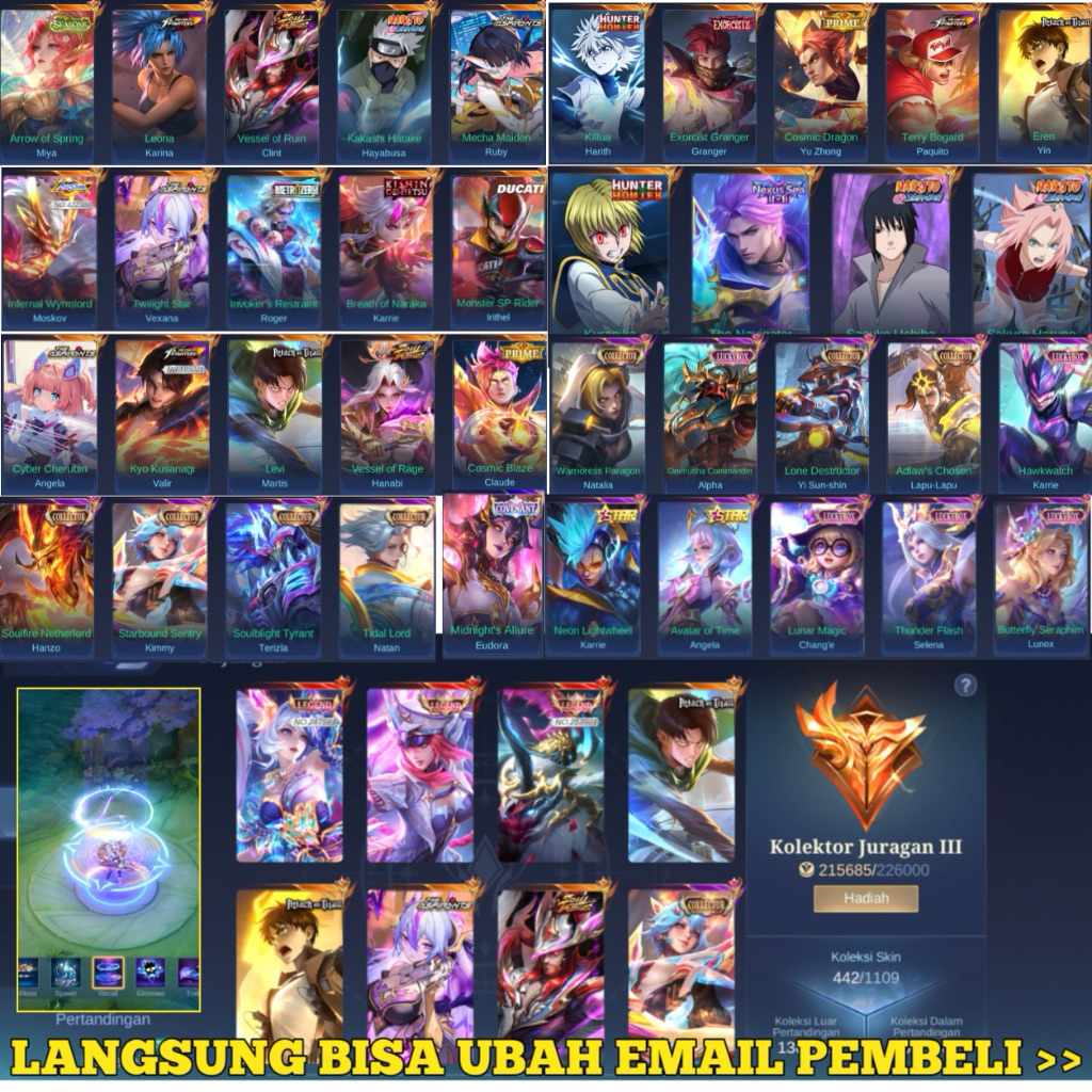 MLBB SULTAN ALL SKIN IDAMAN KOMPLIT - GARANSI