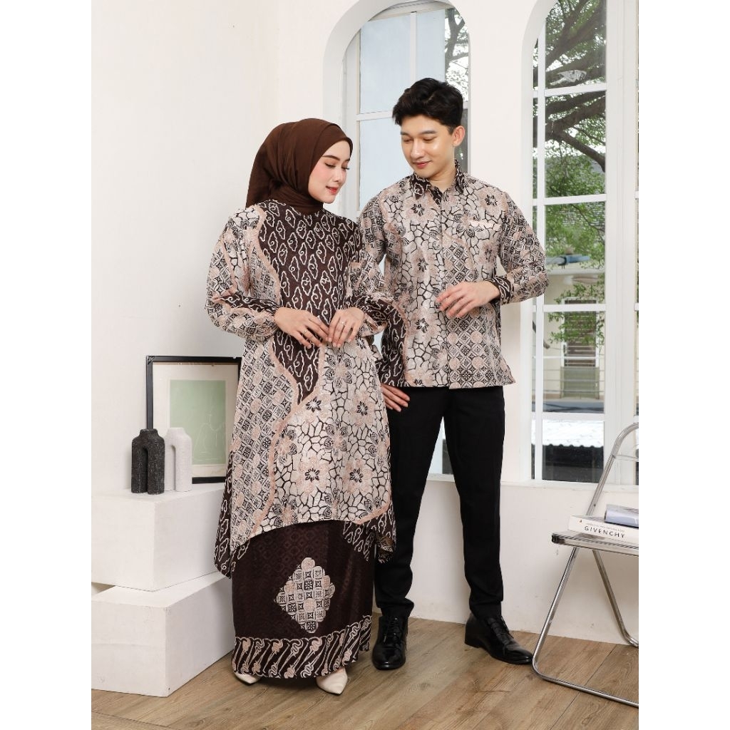 ALAZZA-Set couple Batik Dobby Viscose Premium/Set Batik Super Mewah&Elegant/Set Batik Terbaru& Moder