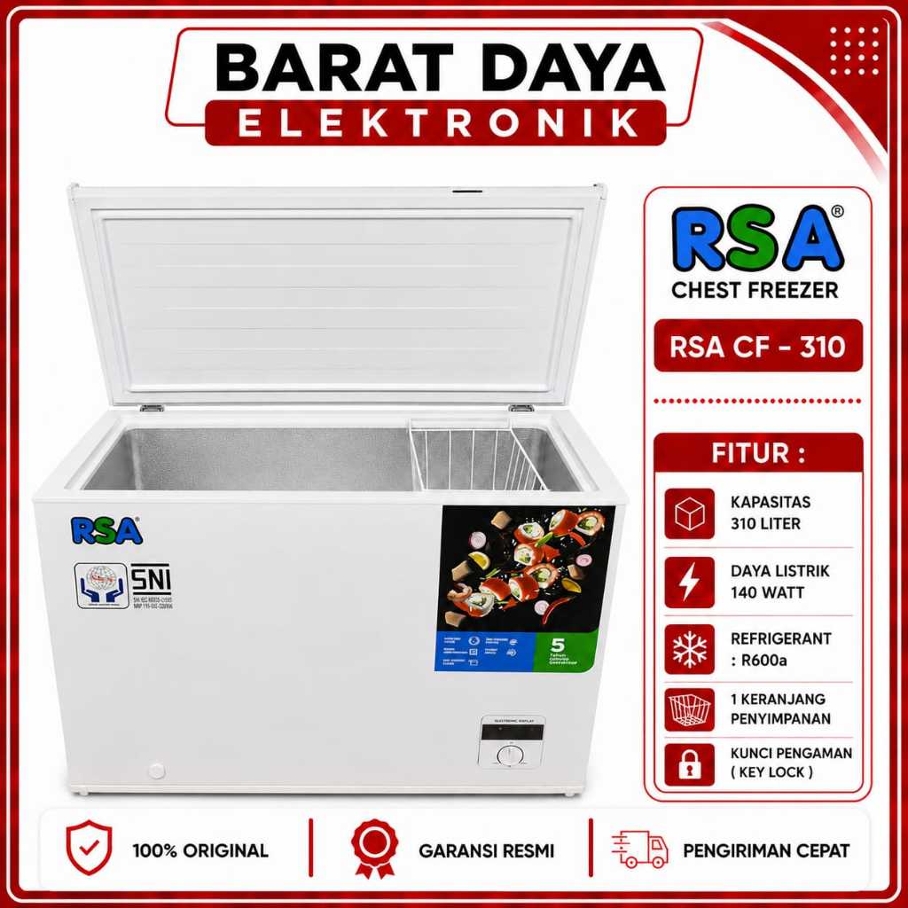 FREEZER RSA CF 310(300 LITER)  / CF 460 (460 LITER) CHEST FREEZER BOX LEMARI PEMBEKU 300/460 LITER F