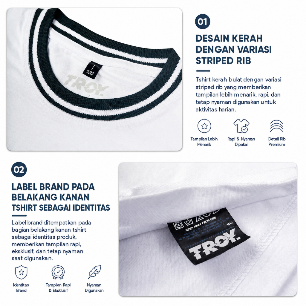 Troy Company Striped Rib Tshirt White Warm The Summer - Kaos Pria Lengan Pendek Putih KST 3037-2G1W