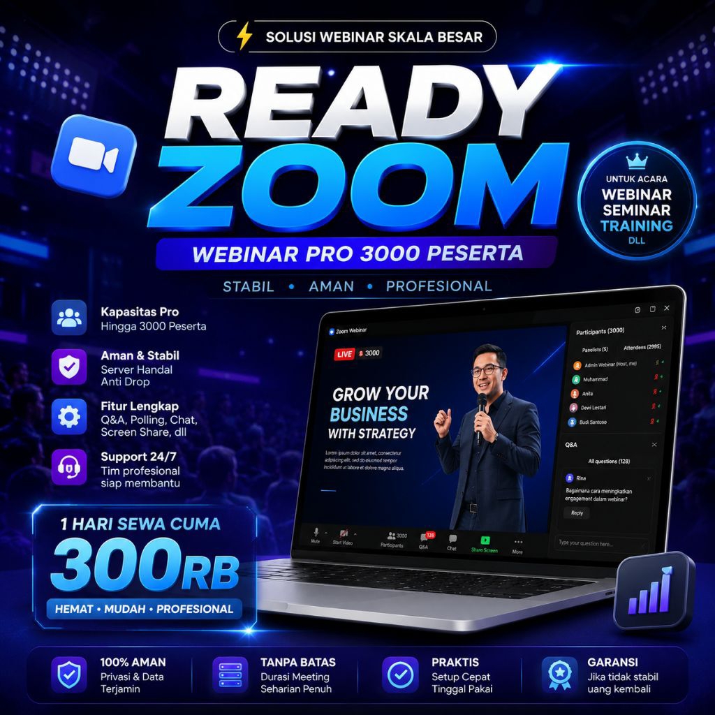 Zoom Webinar Pro - 3000 Peserta 1 Hari