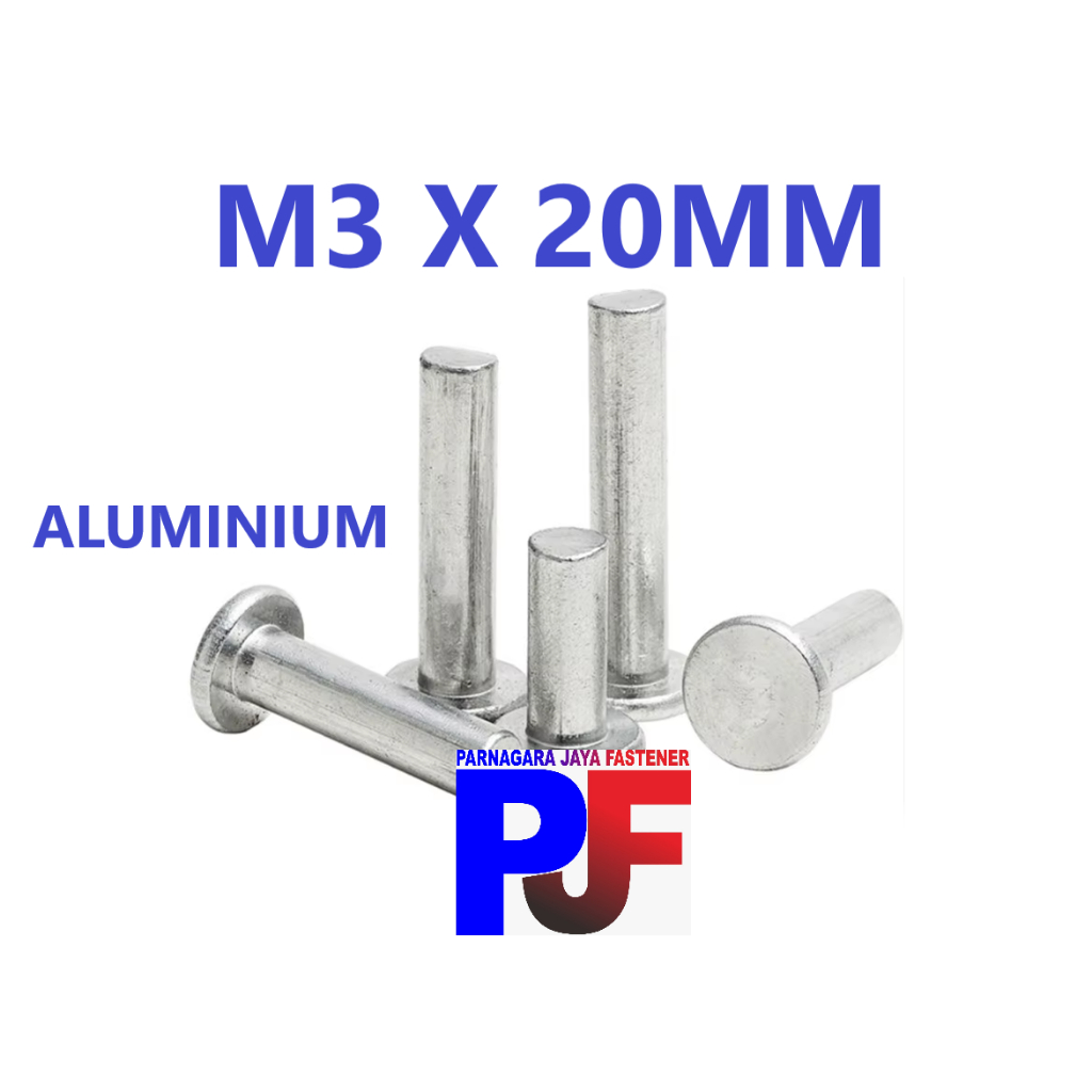Paku Keling Alumunium M3 x 20MM / Paku Keling Alm Kepala Bulat M3 x 20MM